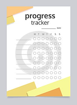 Progress tracker worksheet design template