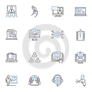 Progress tracking line icons collection. Analytics, Metrics, Measuring, Dashboard, Milests, Goals, Tracking vector and