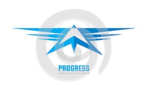 Progress - vector business logo template concept illustration. Abstract wings sign emblem. Rocket symbol. Graphic design element.