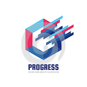 Progress - vector logo template concept illustration. Abstract creative sign. Hexagon icon. Design elements