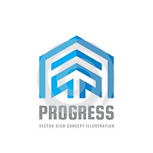 Progress - vector sign template concept illustration. arrow creative sign. Growth business trend symbol. Graphic design element.