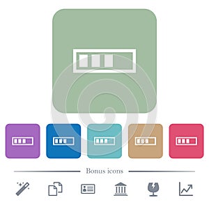 Progressbar flat icons on color rounded square backgrounds