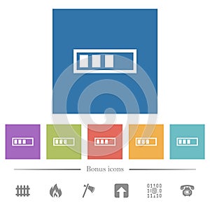 Progressbar flat white icons in square backgrounds
