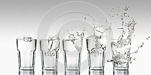 Progression of different splashes on a glass of water