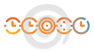 Progression of Time Icon, Clocks, Flow, Evolution, vector design Generative AI