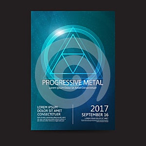 Progressive metal music festival sound poster. Electronic club fun music. Musical event disco trance sound. Night party invitation