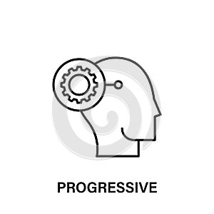 progressive, thinking, head, gear icon. Element of human positive thinking icon. Thin line icon for website design and development