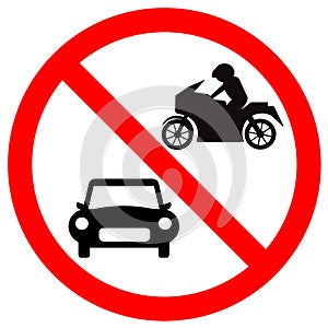 Prohibit Car and Motorcycle Symbol Sign,Vector Illustration, Isolate On White Background, Label. EPS10