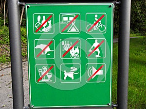 Prohibit restrict sign for all at the forest photo