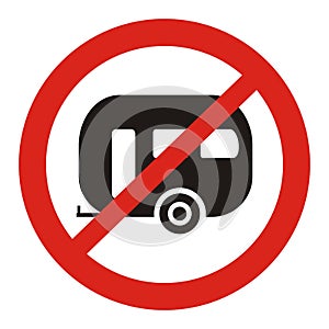 Prohibit trailer parking, road sign, vector icon
