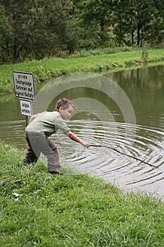 Prohibited fishing at a pond