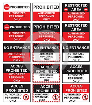 Prohibited - no entrance signs collection photo