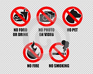 Prohibited sign and annotation vector set.