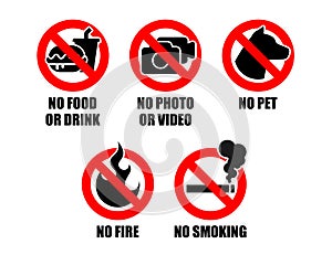 Prohibited sign and annotation vector set.