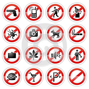 Prohibited signs set photo