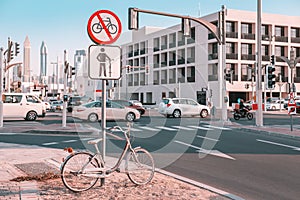 Prohibiting further movement on the road on a Bicycle