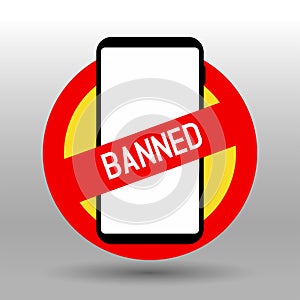 Prohibiting mobile phone banned sign