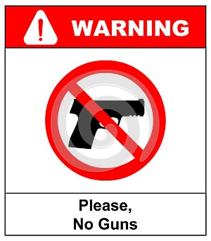 Prohibiting sign for gun. No gun sign. Vector illustration