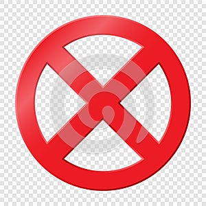 Prohibiting sign. Icon with red crossed circle