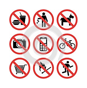 prohibiting signs set illustration