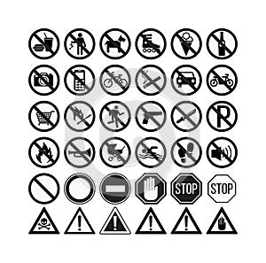 prohibiting signs set illustration