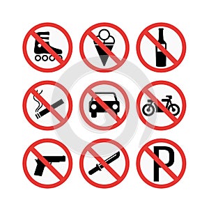 prohibiting signs set illustration