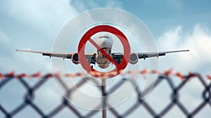 Prohibition of an aircraft from entering airspace. Denial to enter air area. Cancel insurance. No fly zone, transit prohibition. photo