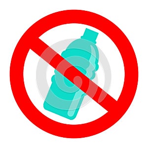 Prohibition or ban sign. Plastic Free concept, stop using plastic vector illustration