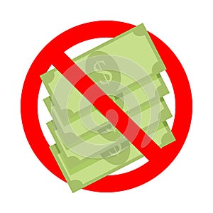 Prohibition cash money, no corruption, label warning forbidden cash dollar