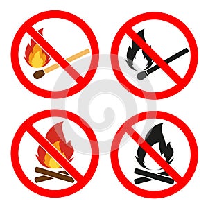 Heat symbols. Inflammable signs. Flat icon pointers. photo