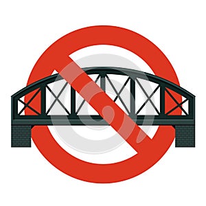 Prohibition of railway bridge. Strict ban on construction bridges, forbid.