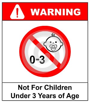 Prohibition sign for children.Not for children under 3 years sign. Vector illustration