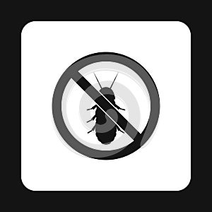 Prohibition sign coleoptera icon, simple style