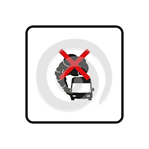 Prohibition sign of dangerous exhaust gases. Exhaust bus icon. Traffic fumes. Environmental pollution. Smog