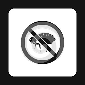 Prohibition sign fleas icon, simple style