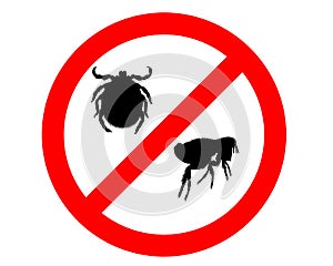 Prohibition sign for fleas and ticks
