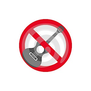 Prohibition sign. Forbidden street music in flat style isolated on white background.