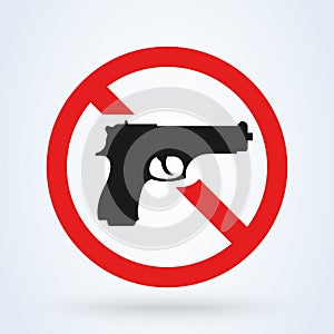 Prohibition sign for gun. No firearms symbol. Vector illustration photo