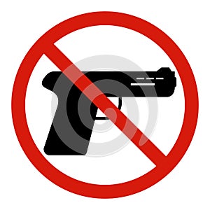 Prohibition sign guns, No guns sign On White Background