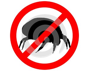 Prohibition sign for house dust mites