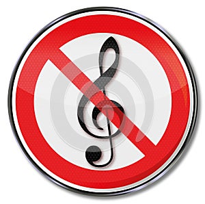 Prohibition sign for music