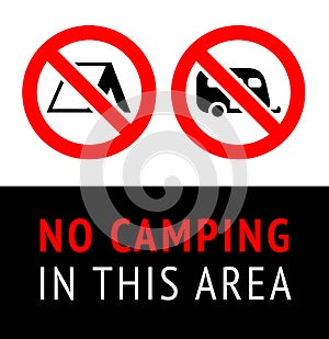 Prohibition sign No Camping, No Parking