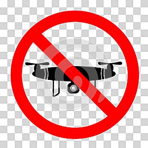 Prohibition Sign - No Drone Allowed, at Transparent Effect Background