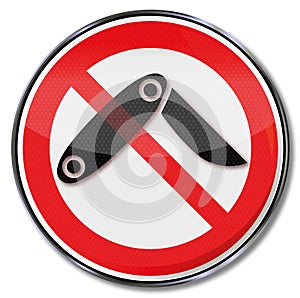 Prohibition sign no folding knifes