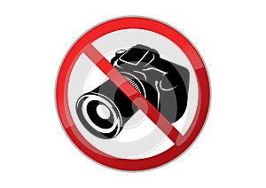 Prohibition sign `no photos or videos`. Camera, photo.