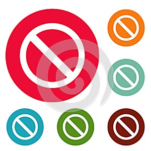 Prohibition sign or no sign icons circle set vector