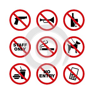 Prohibition Sign Vector Set