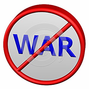 Prohibition sign with word war