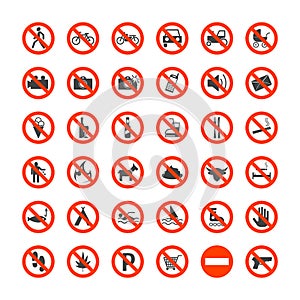 Prohibition Signs Icons Set. Vector