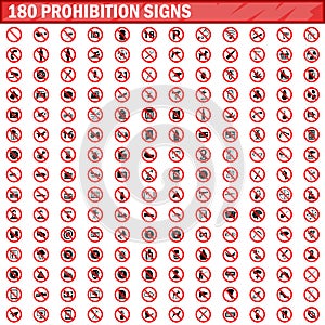 180 prohibition signs set vector photo
